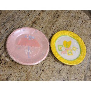 16 Hallmark American Greetings Baby Shower Paper Dessert Plates 7" Pink Yellow